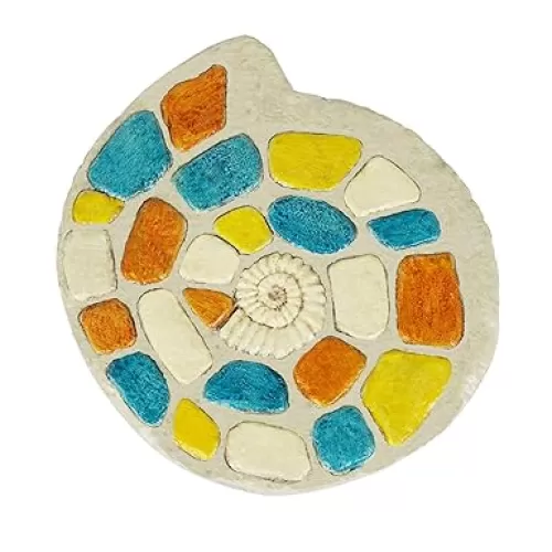 Conch Shape Cement Stepping Stones Outdoor - Garden Stepping Stones Pavers for Outside Walkway Stones Multicolored Outdoor Decorative Stone for Garden 8.5 * 7.25 * 0.85 Inch LC Lcdecohome