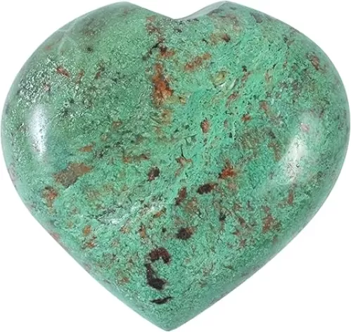 Crocon 50mm Green Opal Gemstone Heart Hand Carved Puff Stones Set Pocket Crystals Healing Tumble Collection Palm Worry Pocket Stone Good Luck Charm Gift Craft Home Decor