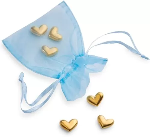 DANFORTH - Vilmain Golden Heart Pocket Charms/Tokens, Pewter, Made in USA, Gift Bag (Pack of 6)