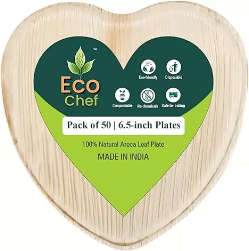 Disposable Palm Leaf 6.5" Heart Plate(50 pieces) Bamboo plates alike Serving Platters, Disposable Boards, Eco-Friendly Dinnerware For Weddings, Catering, Events