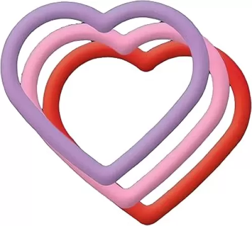Dog Tag Silencer Large Heart Shape 3 Pack Purple Pink Red