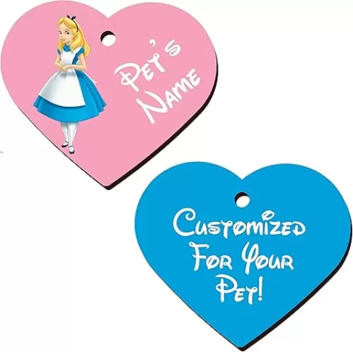 Double Sided Pet ID Tags for Dogs & Cats Personalized for Your Pet (Daisy Duck, Heart Shaped)