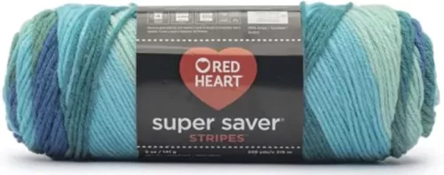 Generic Bulk Buy - Red Heart Super Saver Peacock Stripes Yarn - 1 Pack of 141g/5oz - Acrylic - 4 Medium (Worsted) - 236 Yards - Knitting/Crochet