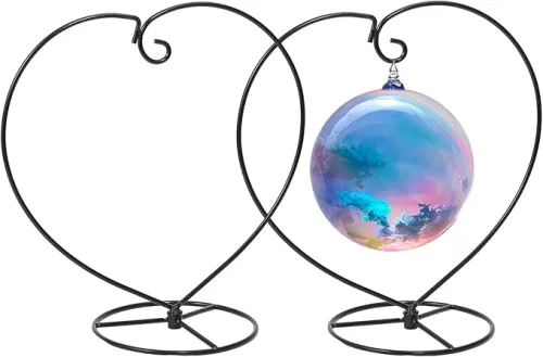 GLOBLELAND 2 Sets Heart Ornament Display Stand Holder Iron Air Plant Flower Pot Holder for Indoor Outdoor Hanging Glass Globe Ball Hanging Plants Home Wedding Decoration