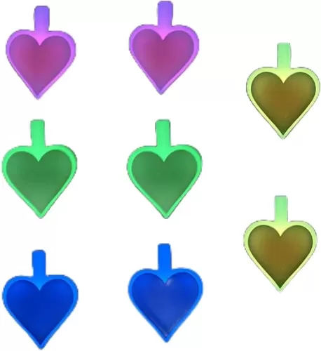 Glow in The dark heart tag 8 Pack with 4 Colors Original Silent Heart Design Silicone Pet Tag, Custom Heart ID Dog Tags, Engraved on Both Sides, No Noise and No Jingle