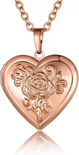 GOLDCHIC JEWELRY Heart Locket Necklace for Women, Personalized Photo Necklaces with Picture Inside, Custom Love Gifts with 18