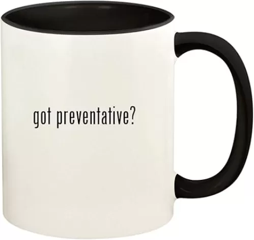 got preventative? - 11oz Ceramic Colored Handle and Inside Coffee Mug Cup, Black
