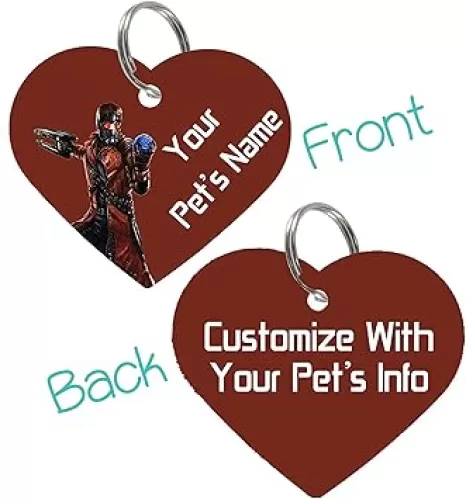 Guardians of The Galaxy Double Sided Pet Id Tags for Dogs & Cats Personalized for Your Pet (Starlord, Heart Shaped)