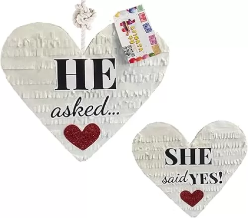 He Asked and She Said Yes Heart Pinata Wedding Heart Pinata Bridal Shower Party Decoration