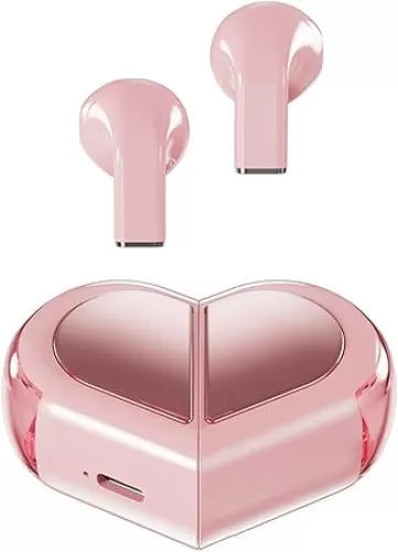 Heart Shaped Wireless Bluetooth Earphones, Stereo Sound Low Power, Heart Shaped Stylish Couple Headphones Earbuds, in-Ear Earphones Ideal Valentine Gift for Lover (B)