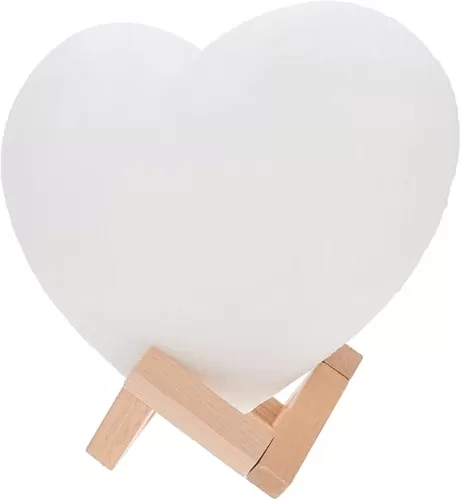 Homoyoyo 1set Heart-Shaped Moon Lamp Rechargeable Indoor Desktop Night Light Remote Control Colors Romantic Home Decor for Bedrooms Valentine Day