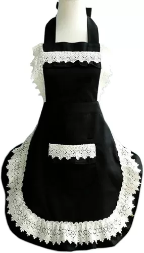 Hyzrz Lovely Home Work Adjustable Apron Shop Cake Kitchen Cooking Aprons for Women Girls with Pocket for Gift, Black