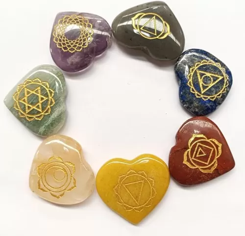 Jet Chakra Stone Set Heart Shape Healing Chakra Balancing Palm Stone Massage Reiki Spiritual Strength Thumb Stone