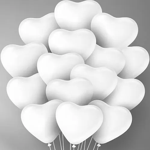 KatchOn White Heart Balloons Set - Pack of 30 for Valentine's Day, Wedding, Propose or Anniversary Decorations | Love in Memory Latex Balloons
