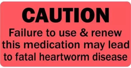 LabelValue.com | Caution Renew Heartworm Medication - Veterinary Label/Stickers, 500 labels per roll, 1 roll per package