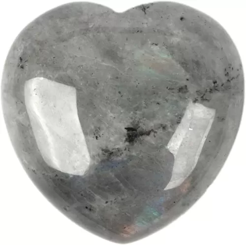 Labradorite Heart Crystal Healing Stones Natural Gemstone Large Puffy Love Hearts Reiki Worry Palm Massager Stone 1.8 Inches