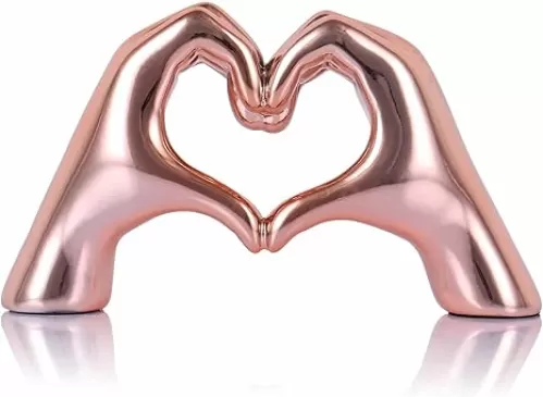 LCCCK Mini Heart Hands Sculpture Home Decor, Love Signs Heart Hands Knick Knacks, Cute Small Statue for College Teen Apartment Aesthetic Decor, Ideal Girlfriend Happy for TV Stand Decor