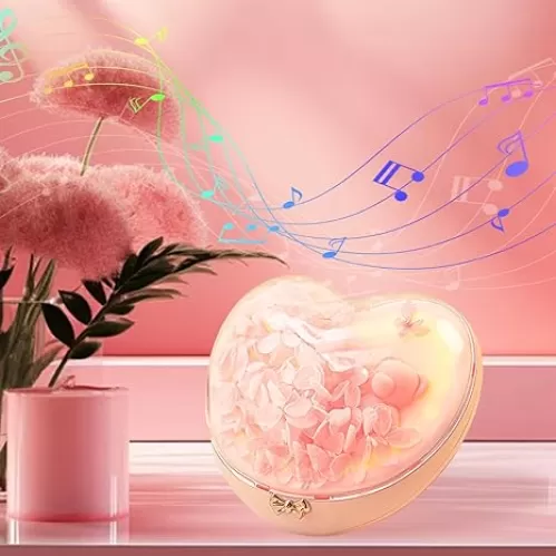 MACADAM Heart-Shaped Night Light with Portable Speaker, Love Lamp 7 Color Mood Lamp, Color Changing LED, Heart Shaped Night Light for Valentines Day, Desktop Decoration Lamp (Pink)