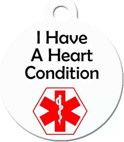 Medical Alert Dog Cat Pet ID Tag - 'I Have a Heart Condition' - Personalize Colors and Size