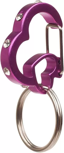 Medium Heart Rhinestone Aluminum Dog Tag Clip - Pink