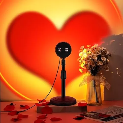 Mudder Valentine's Day Heart Shaped Sunset lamp Projector Led Lights Special Night Heart Projection Lamp Decoration USB Powered Red Heart Projector Lights Gifts