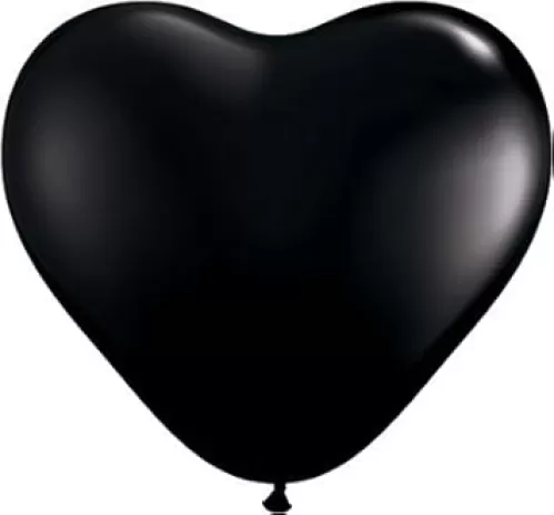 Onyx Black 6" Latex Hearts Qualatex Balloons x 100