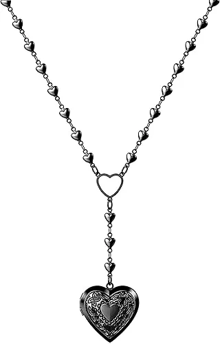 Personalized Heart Locket Necklace for Women Stainless Steel- Heart Necklace