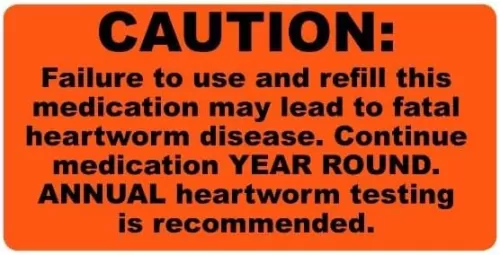 Pet Heartworm Labels W/Warning - 2” x 1”, 500 Labels/Roll, Orange w/Black Print | Prescription, Cage, and Chart Labels for Veterinary Offices/Hospitals | LabelValue Brand
