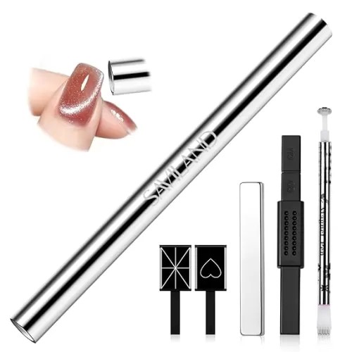 SAVILAND 6 PCS Cat Eye Magnet for Nails: Multi-Functional Double-Head Magnetic Wands Sticks - Heart, Elongated, Cylindrical, Thickened Nail Art Tool for Gel Polish