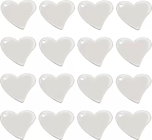 SUNNYCLUE 1 Box 50Pcs Stamping Blank Tags 304 Stainless Steel Heart Charms Blank Metal Love Dog Cat Pets Message Word Tag Heart Stamping Charms for Jewelry Making Accessories DIY Crafts