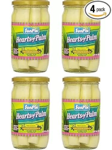 Sunpix Hearts Of Palm, Crisp and Zesty, 25 oz Glass Jar (Pack of 4, Total of 100 Oz)