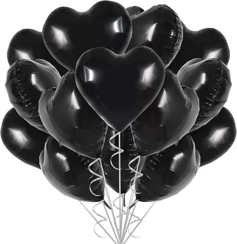 TONIFUL 30Pcs 18 Inch Black Heart Balloons Black Heart Shape Foil Mylar Balloons Decoration for Birthday Valentine's Day Wedding Bridal Shower Anniversary Engagement Party Supplies