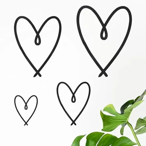 Tucnoeu 4pcs Black Infinity Heart Wall Decor Metal Heart Wall Art Decor Beautiful Bed Wall Decor for Room Living, Wedding Decor