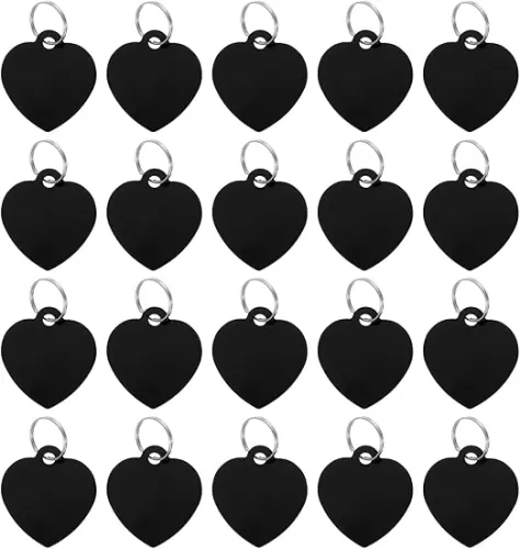 uxcell Heart-Shape Dog ID Tag, Black Aluminium, 20 Pack