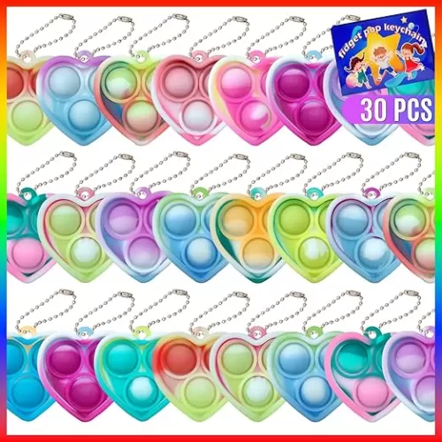 Valentines Day Gifts for Kids, 30 PackHeart Pop Fidget Toys, Valentines Exchange Gifts for Classroom, Valentines Party Favors Prizes