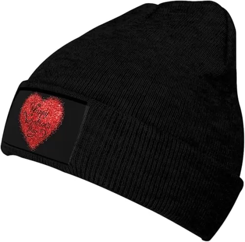 Valentine's Day Knit Beanie for Men Women Slouchy Cute Hearts Knit Beanie Hat Winter Hat Skull Cap