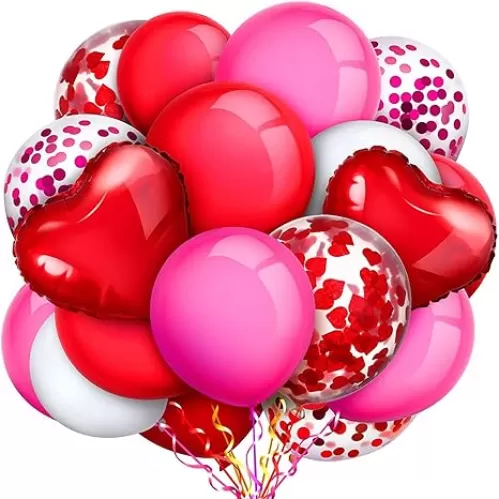 Valentine's Day Party Arch and Garland Balloons Kit, 145pcs Pink Red White Latex Balloons and Red Heart-Shape Mylar Foil Balloons for Valentine's Wedding Engagement Love for Mom Party