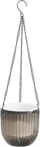 VESNIBA Outdoor Hanging Pot Basket Self Watering Indoor Hanging Flower Pots Heart Shaped for Plants (Grey, One Size)