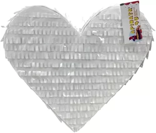 White Heart Pinata 17" Wedding Decoration Bridal Shower Party Heart Shaped Pinata Bride To Be Photo Prop