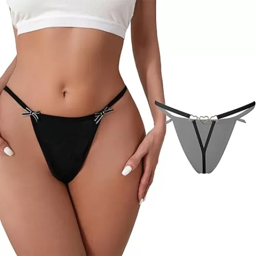 Women G-String Thongs Panties T Back High Waist Seamless Underwear Sexy Heart Shape Chain
