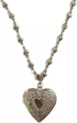 Women Locket Necklace Stainless Steel 18k Gold Plated Photo Lockets Statement Gift Valentines Heart Locket Necklace Jewelry