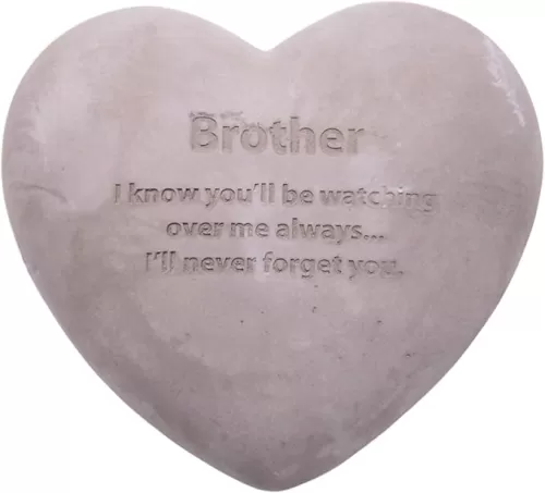 Wowser Heart Shaped Brother Memorial Stone, Sympathy Gift, Remembrance Garden Accent, 6 Inches
