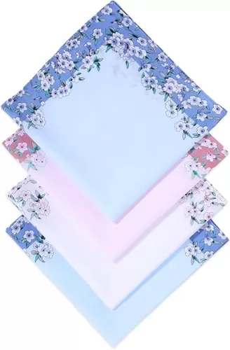 4Pcs Vintage Floral Embroidered Handkerchiefs for Women, Soft Women's Floral Pocket Square Towels, Square Sweat Handkerchiefs for Birthday Tea Party Favors
