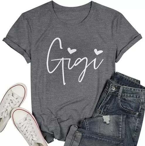 ALLTB Gigi Shirts Women Gigi Heart Graphic Tshirts Cute Grandma Shirt Nana Gifts Tops Casual Holiday Short Sleeve Tee