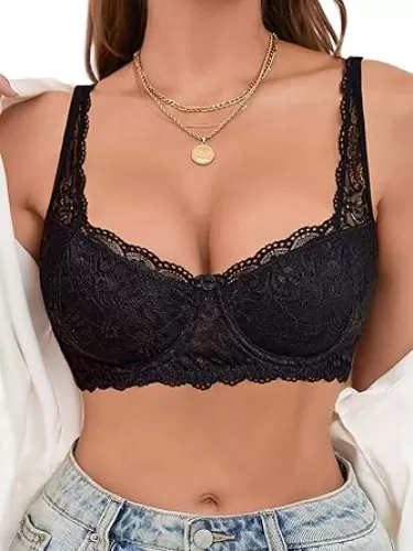 Avidlove Lace Bralettes for Women Sexy Demi Balconette Push Up Underwire Bra Lingerie