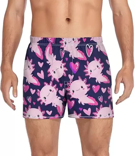 Axolotl Heart Cartoon Darkblue Men