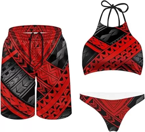 Aztec Tribal Matching Swimsuits for Couples Bikini Sets for Women Men's Beach Shorts Beach Bathing Suit