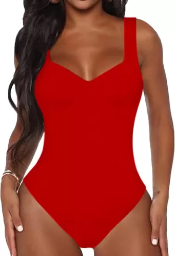 BelleLovin Women's Sweetheart Square V Neck sleeveless Tank Tops Bodysuits