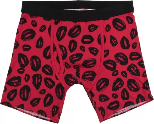 Bioworld Valentine's Day Be Mine Lips Pattern Men's Red Boxer Briefs
