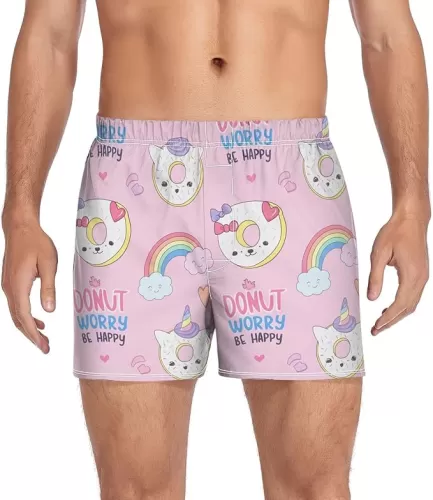 Cartoon Donut Rainbow Hearts Men